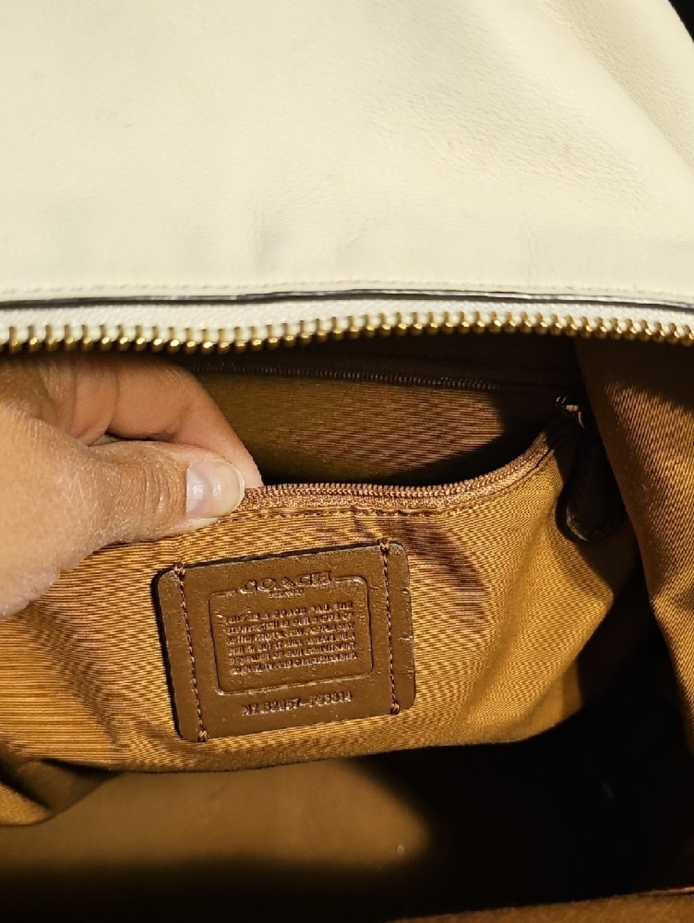 COACH Beige and Gold Signature Backpack - Picture 4 of 9